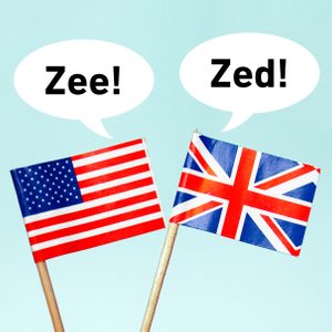 American and British flags on sticks, expressing 