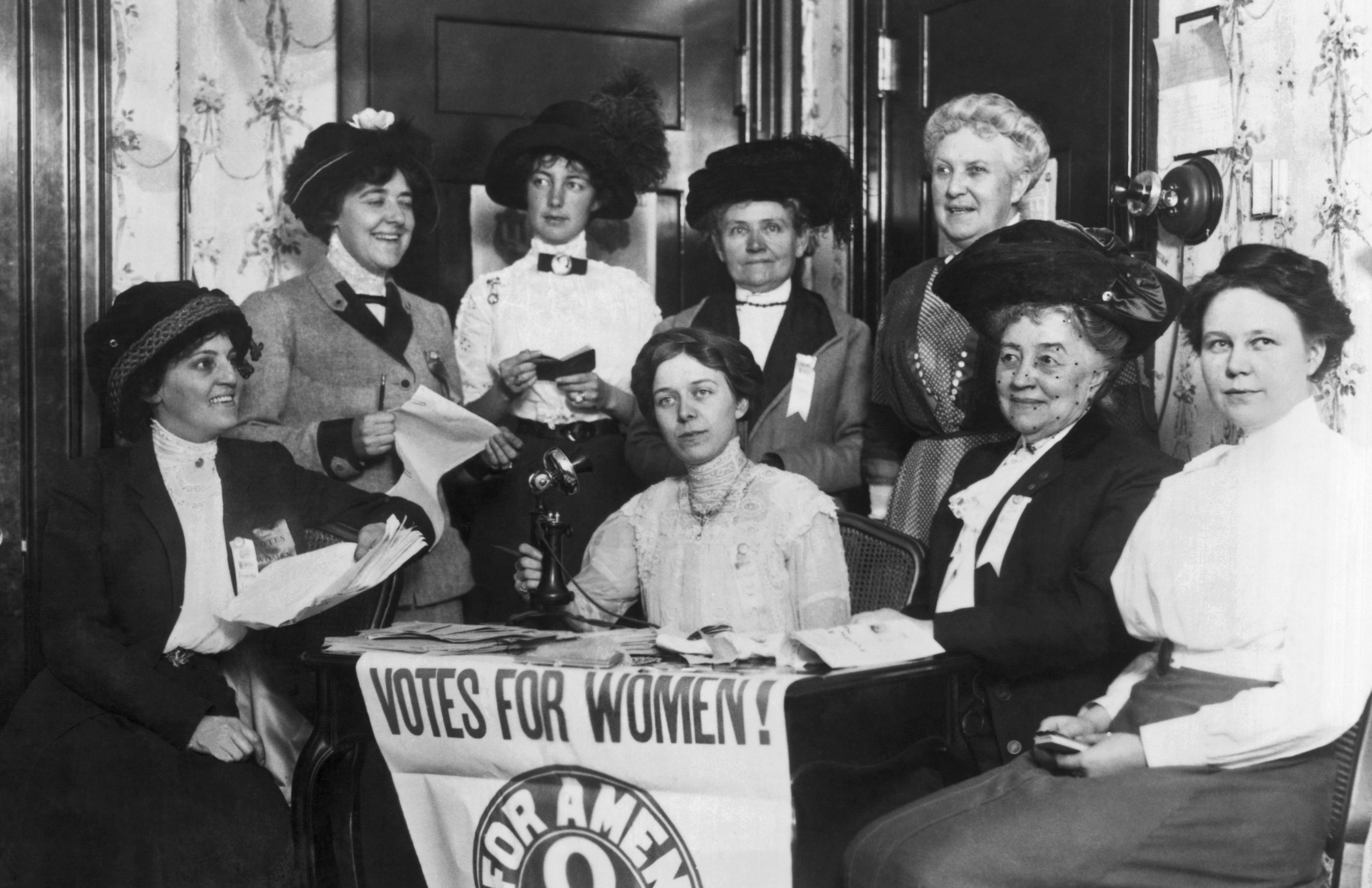 Mandatory Credit: Photo by Underwood Archives/UIG/Shutterstock (3838161a) San Francisco, California: c. 1920 San Francisco women join others in the country to secure the passage of the 19th Amendent which grants women the right to vote. VARIOUS