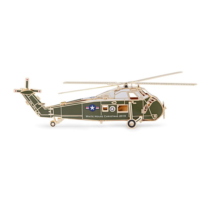 The White House Historical AssociationÂ’s 2019 Official White House Christmas Ornament honors Dwight D. Eisenhower, 34th president of the United States. The design of the 2019 ornament follows President EisenhowerÂ’s example of fairness: as the first president to regularly use a helicopter, he had two Executive Flight Detachments for his transport provided by flight crews of the United States Army and the United States Marine Corps. To demonstrate his impartiality, Eisenhower alternated between these helicopters and their respective military personnel. Likewise the 2019 ornament does not represent a single branch of the military. One side features the Presidential Seal, representing EisenhowerÂ’s two terms as commander in chief of the Armed Forces. On the other is his five-star rank, honoring his military service as a general in the United States Army. The 39th Official White House Christmas Ornament is American-made by a veteran-owned company and continues the tradition of honoring U.S. presidents in sequential order. The sale of every ornament supports the AssociationÂ’s mission to preserve, protect, and provide public access to the White House and educate the public on its history.