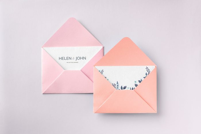 Open envelope with a card mockup