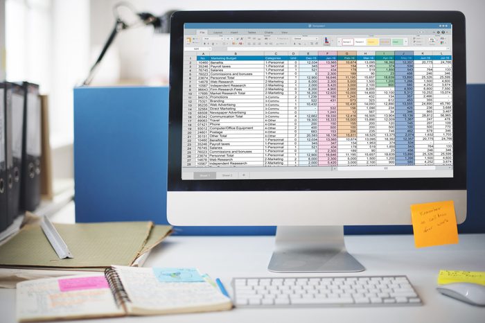 Spreadsheet Document Information Financial Startup Concept