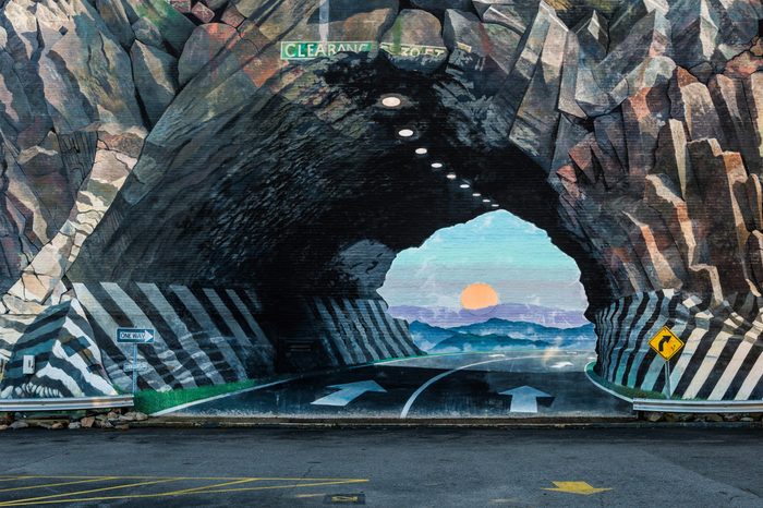 COLUMBIA, SOUTH CAROLINA - DECEMBER 10: Tunnelvision mural on the wall of the Federal Land Bank on December 10, 2014 in Columbia, South Carolina
