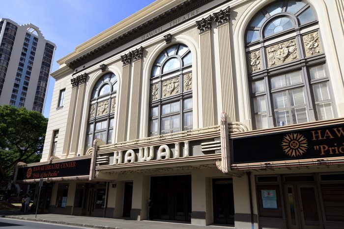 Honolulu, HI, USA - November 26, 2016: Hawaii Theatre: View of the facade of the historic Hawaii Theatre. It is located in Chinatown and is popular for residents and tourists.