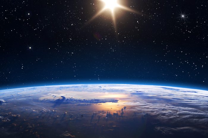 Planet Earth and Sun.