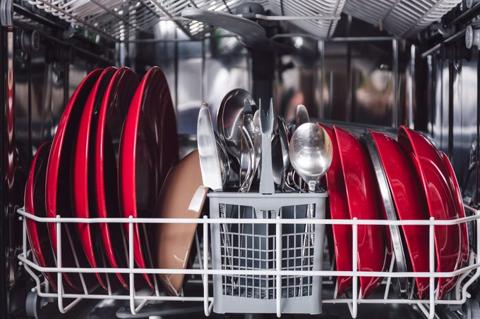 An open dishwasher