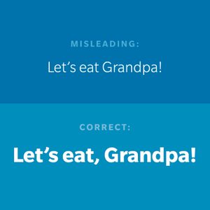 Text illustrates punctuation importance: 