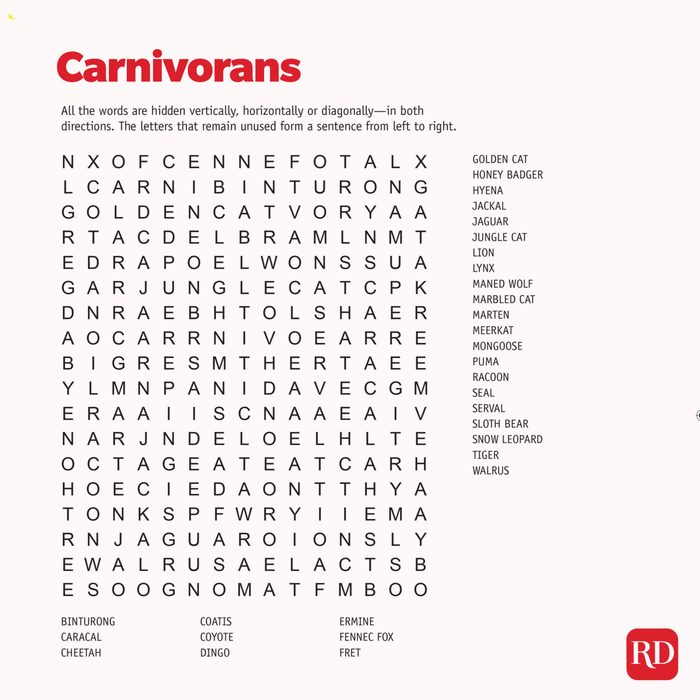 Carnivorans Word search