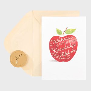 Card displays an apple with the text 