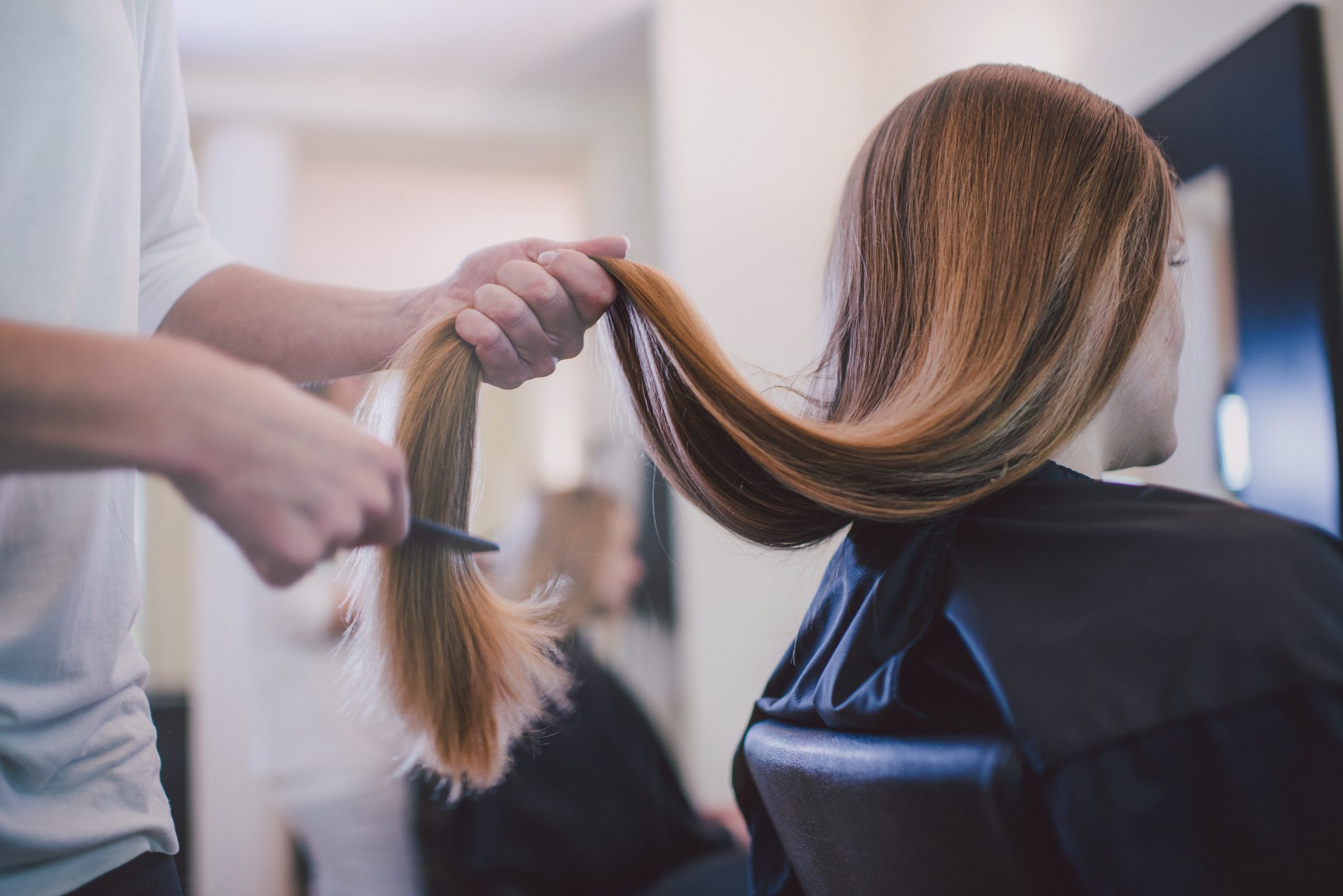 Girlfriends getting new haircut.