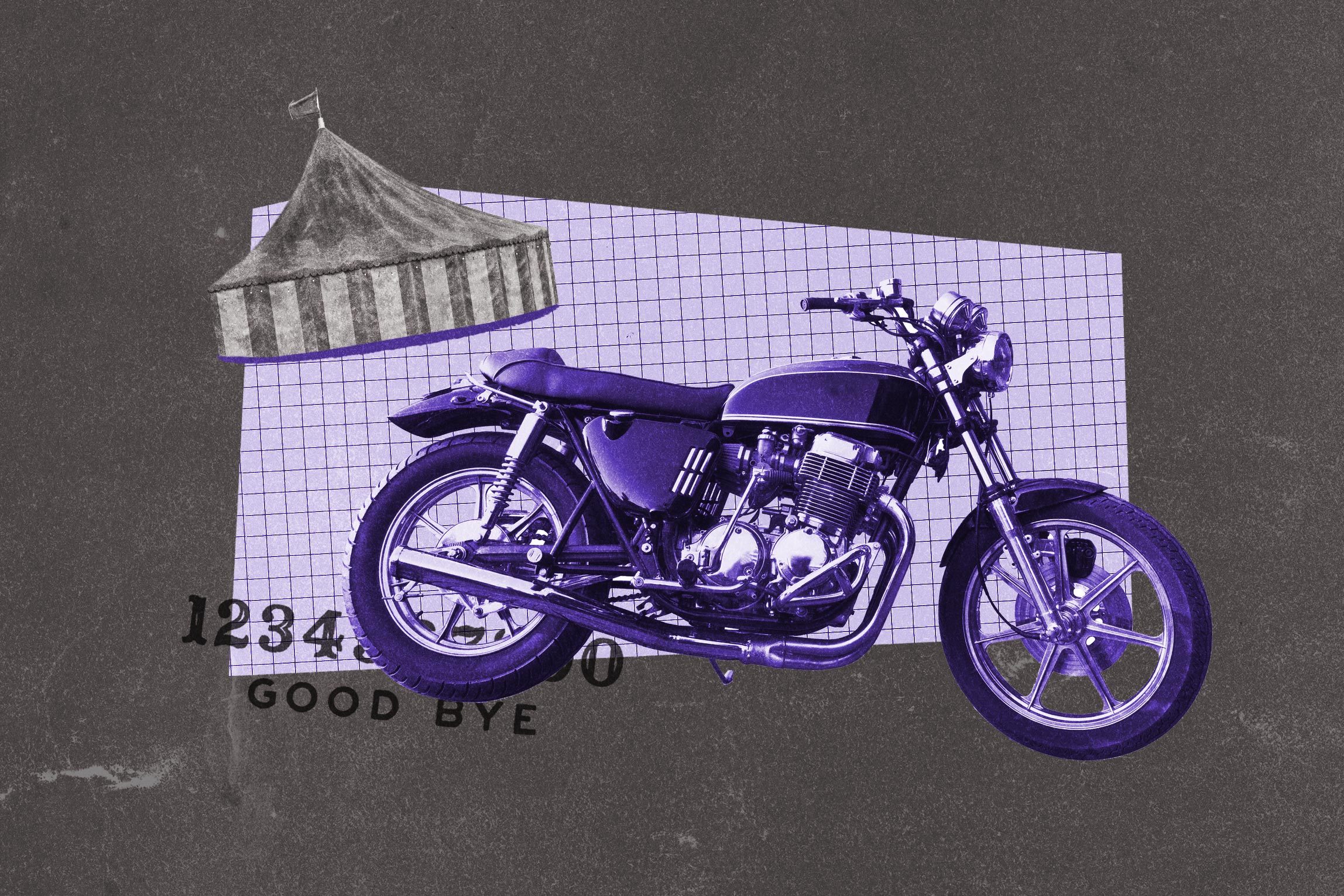 carnival tent and motorcycle