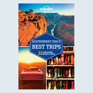 Cover features cliffs above a canyon, a car at sunset, and cowboy boots. Text: 