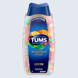 Bottle contains 330 assorted fruit-flavored antacid tablets for quick relief; labeled 