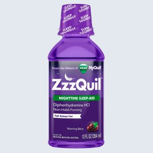 Purple bottle labeled 