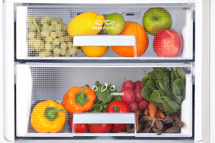 detail of fridge with fresh food