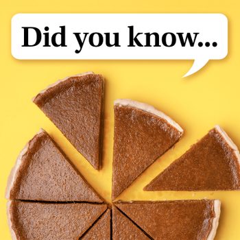 Pie slices arranged in a circle on yellow background with text bubble saying, "Did you know..."