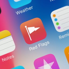 Digital application icons displayed, featuring a red flag symbol labeled 
