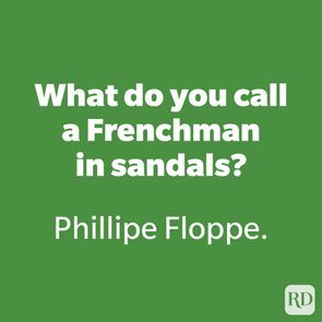 Text on a green background delivers a joke: 