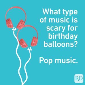 Headphones float like balloons in blue space; text reads: 