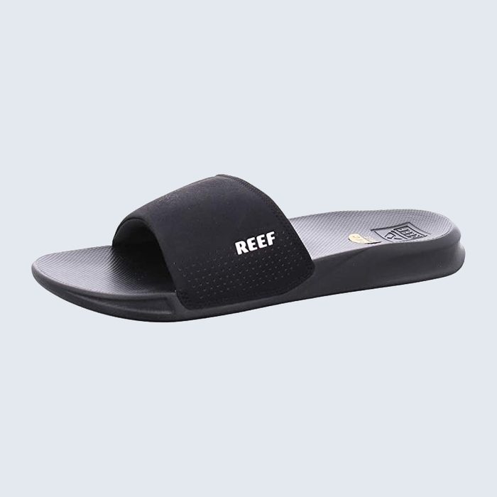 A black sandal with 