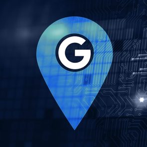 Blue location pin with letter 