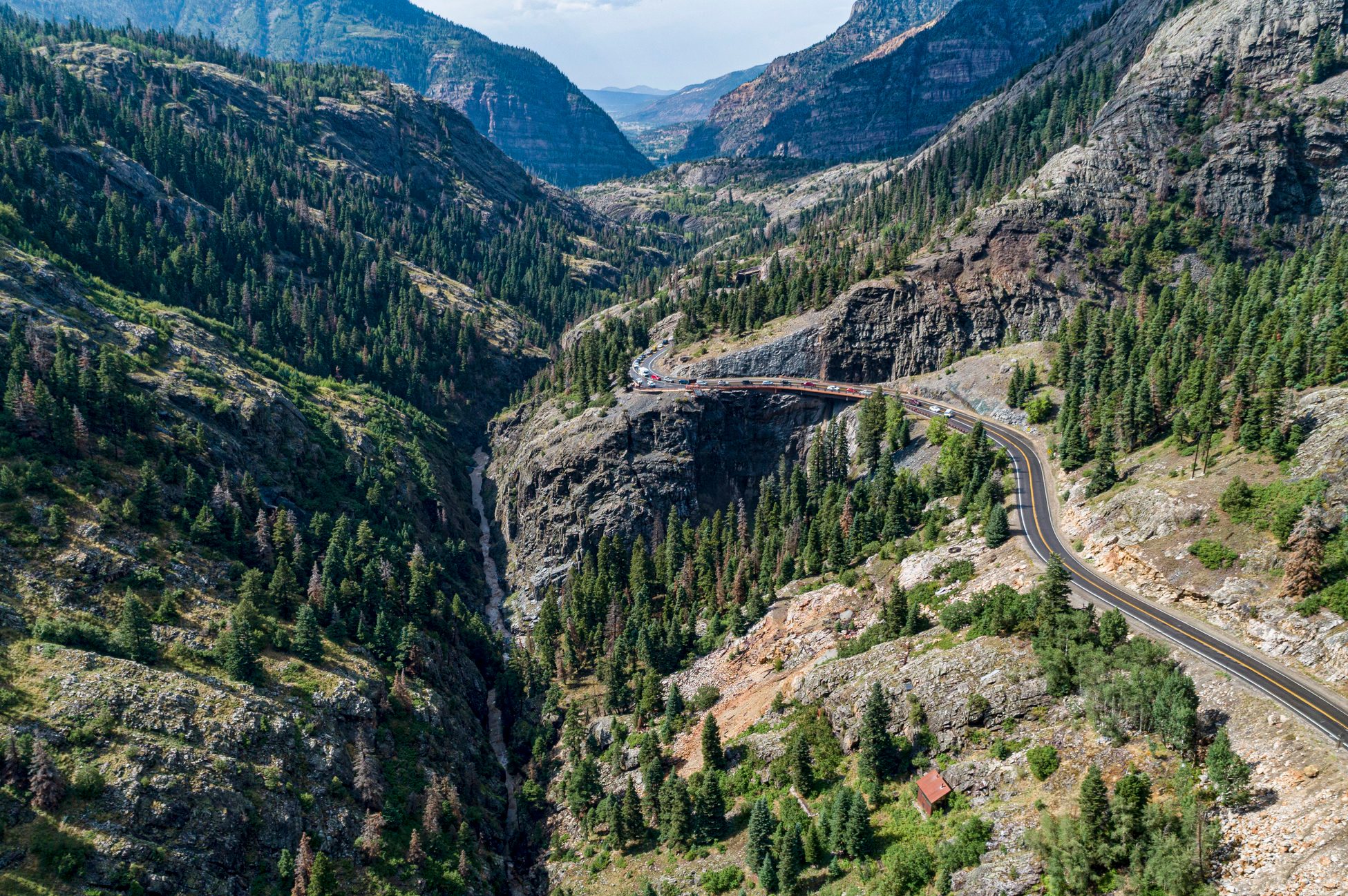 Drone picture of Colorado's Million Dollar Highway