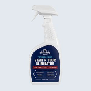 Spray bottle displaying a label, 