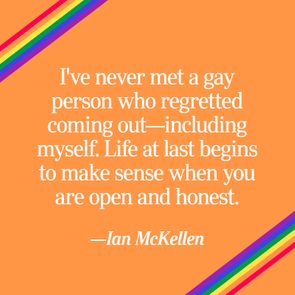 Quote in white text encourages honesty, set against an orange background with rainbow borders.