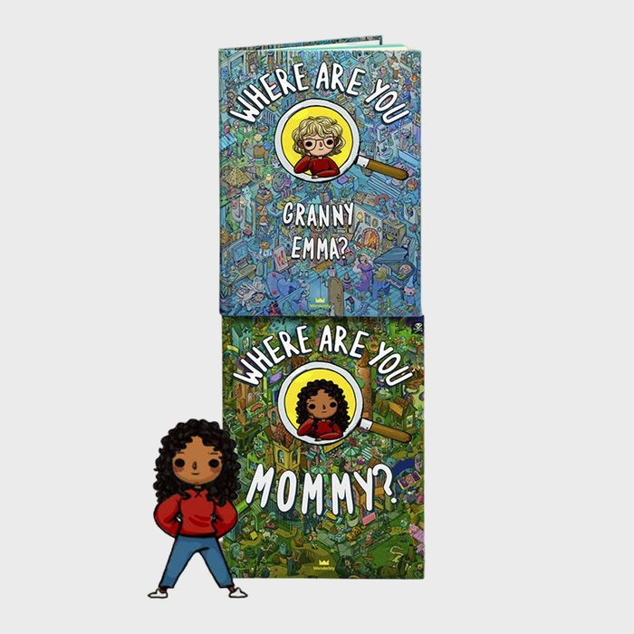 Two book covers display colorful, detailed search scenes. Featured characters are a granny and a child, with titles 