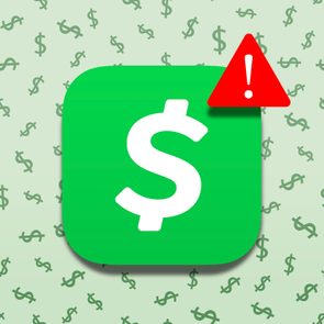 Green dollar sign icon, showing alert sign; background filled with dollar signs in soft green hues.