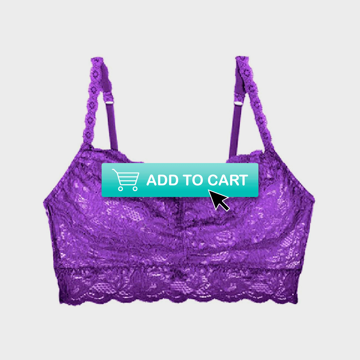 Purple lace bralette is displayed with an 