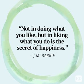 Quote by J.M. Barrie displayed centrally, surrounded by a green watercolor ring on a pale background.