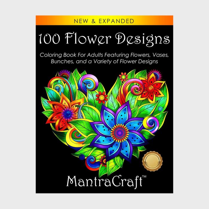 Colorful floral illustrations form a heart, surrounded by vibrant patterns, set against a black background. Text reads: 