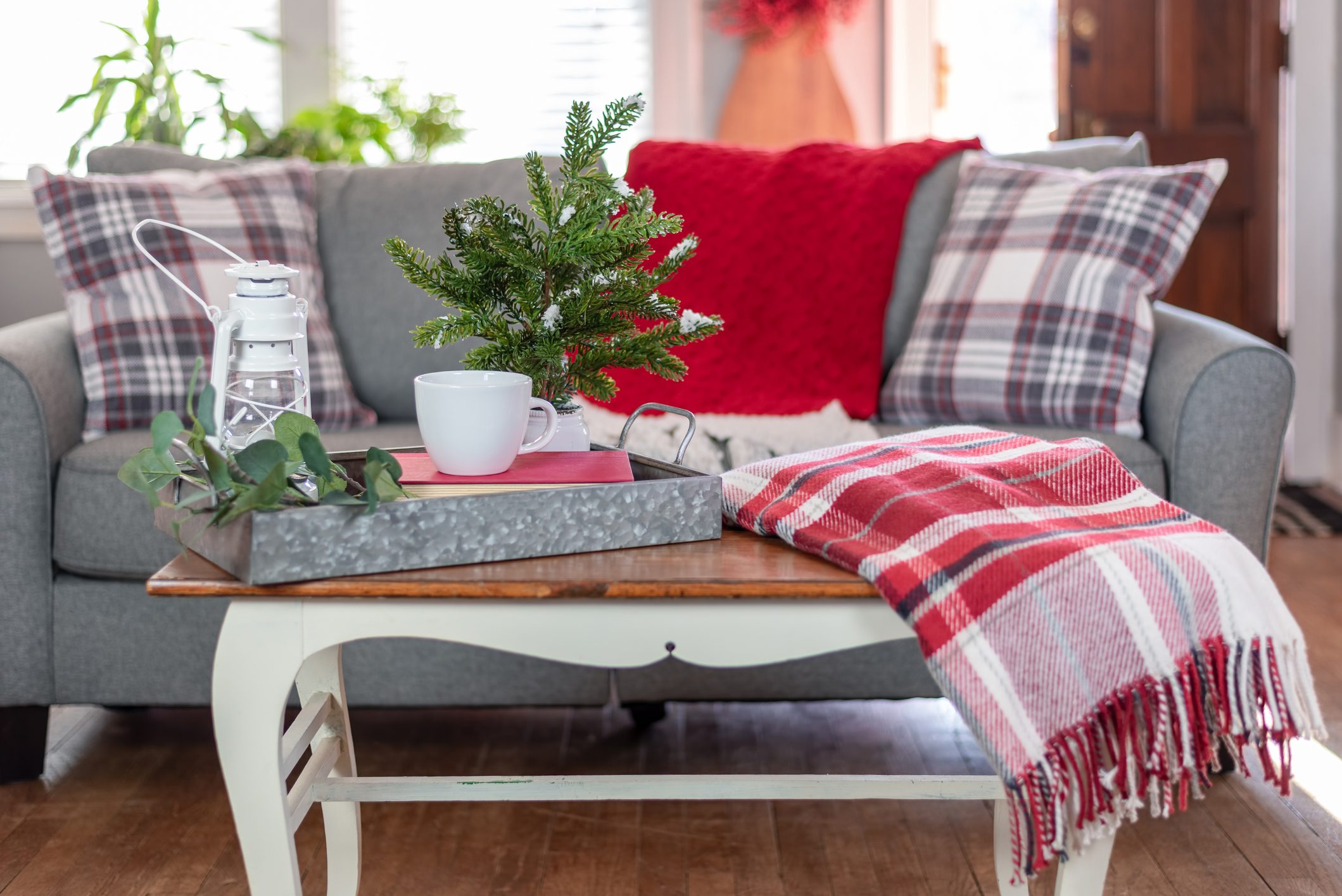 Home interior decorated for winter holidays