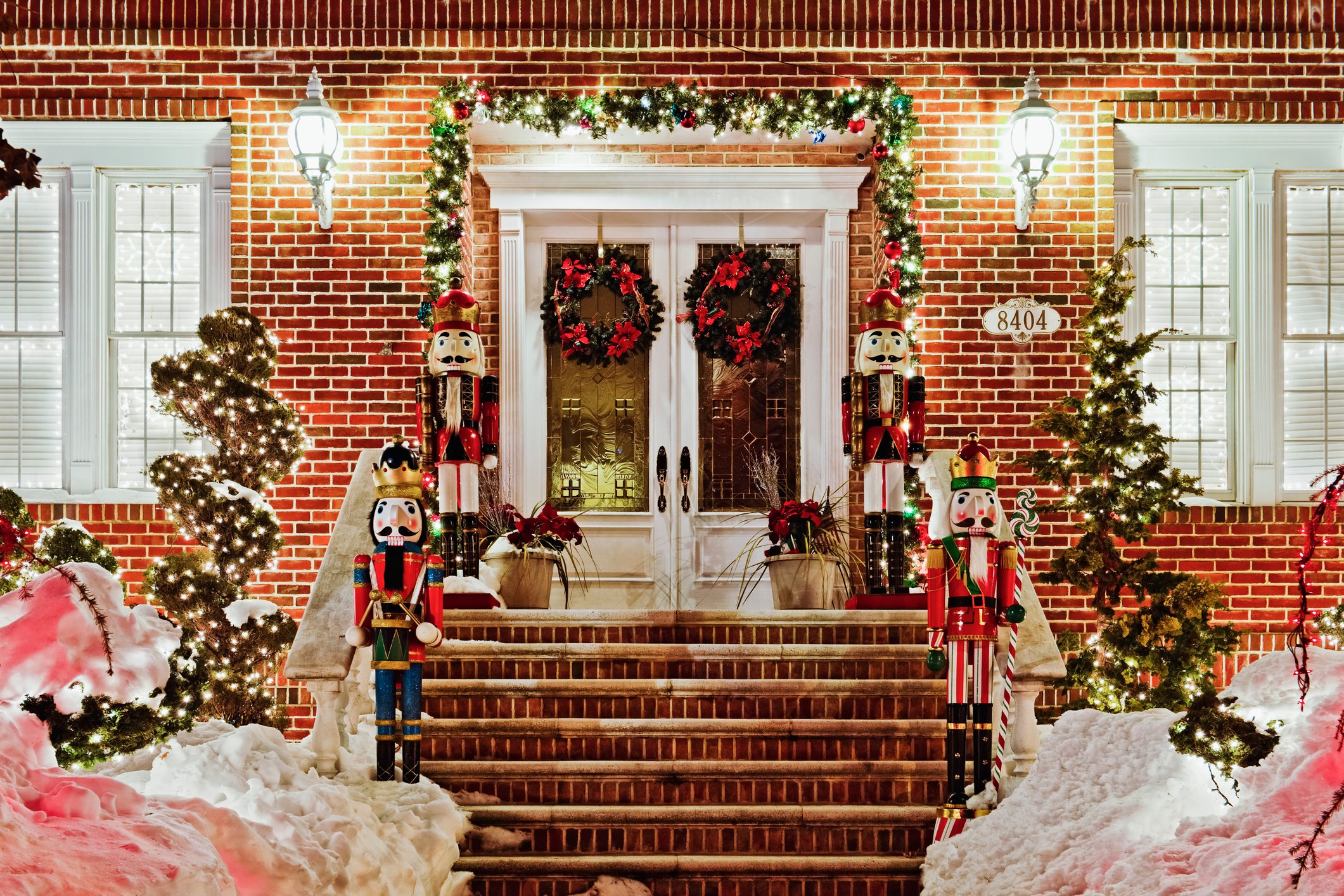 Christmas decorations on house in Brooklyn
