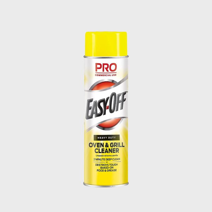 A yellow aerosol can labeled 