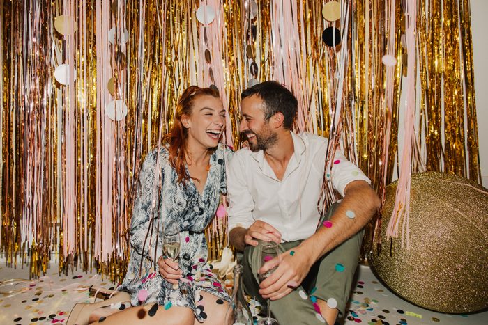 Loving couple celebrating New Year's Eve