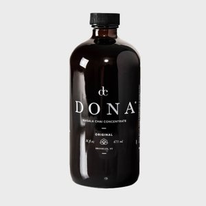 A dark bottle displays 