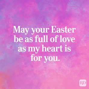 Text wishing love on Easter appears, centered on a pink and purple textured background.
