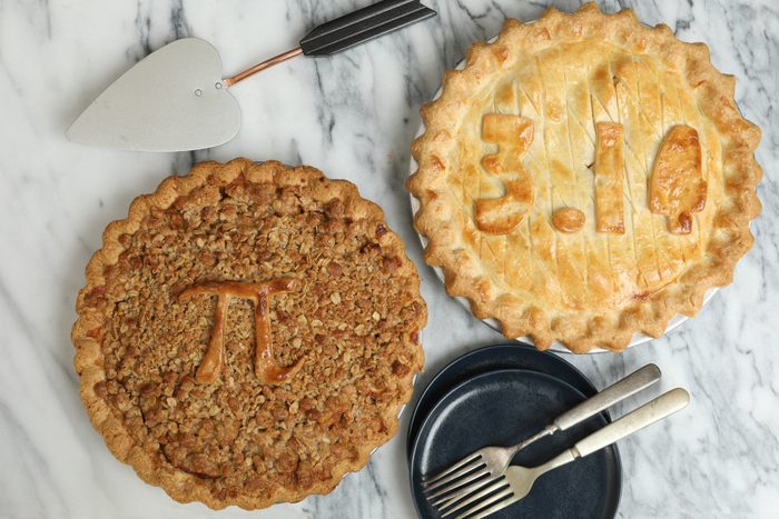 two Pi Pies, one displays the pi symbol itself and the other one shows the value of 3.14.