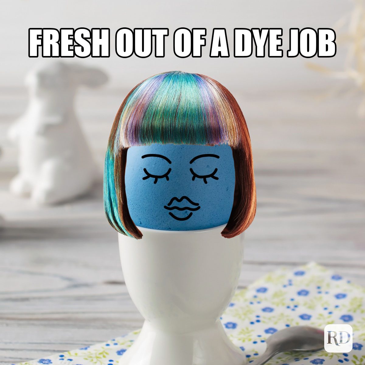 35 Hilarious Easter Memes That Will Make Any-Bunny Laugh Text: Fresh out of a dye job