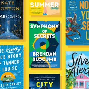 Book covers are displayed with vibrant colors and various titles, including 