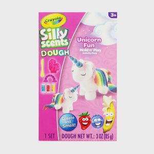 Unicorn toys sit adjacent to colorful dough; set labeled 