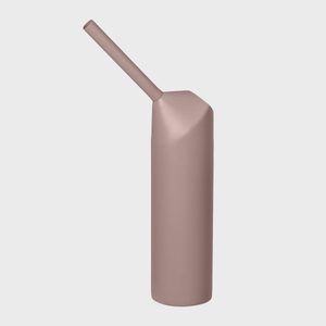 A sleek, minimalist watering can stands upright against a plain white background, featuring a long, angled spout.