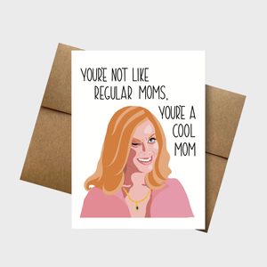 Card shows a woman winking, wearing a necklace, against a plain background. Text reads: 