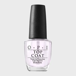 Nail polish bottle standing upright, labeled 