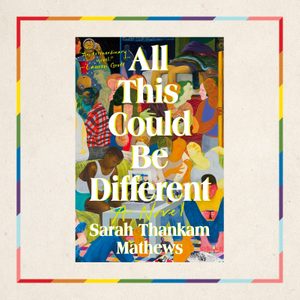 Book cover displays vibrant abstract figures interacting; text reads, 
