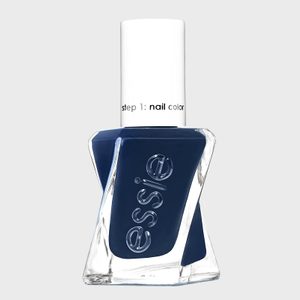Nail polish bottle displaying navy blue color, labeled 