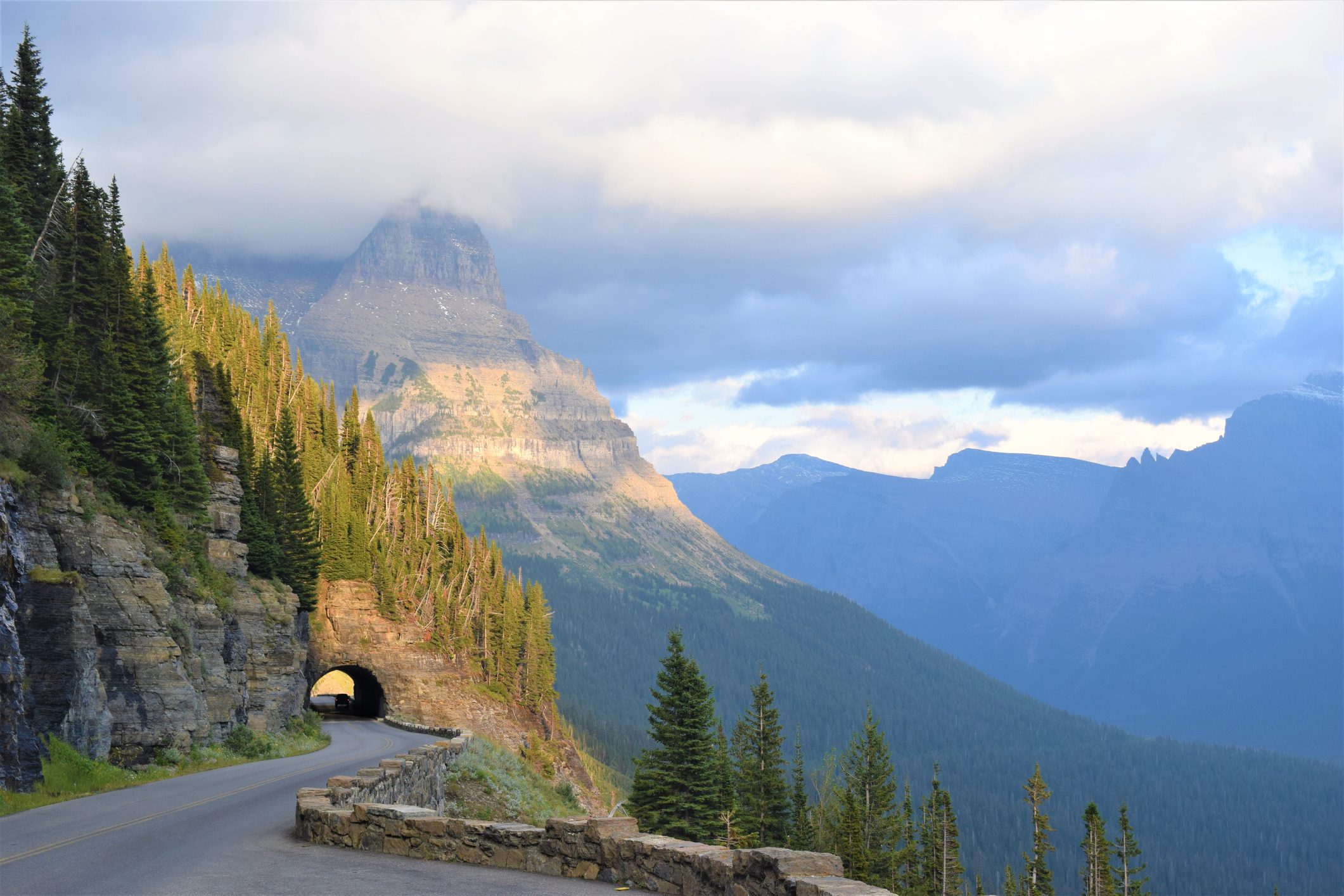 East Tunnel of The Going To The Sun Road in glacier national park in Montana