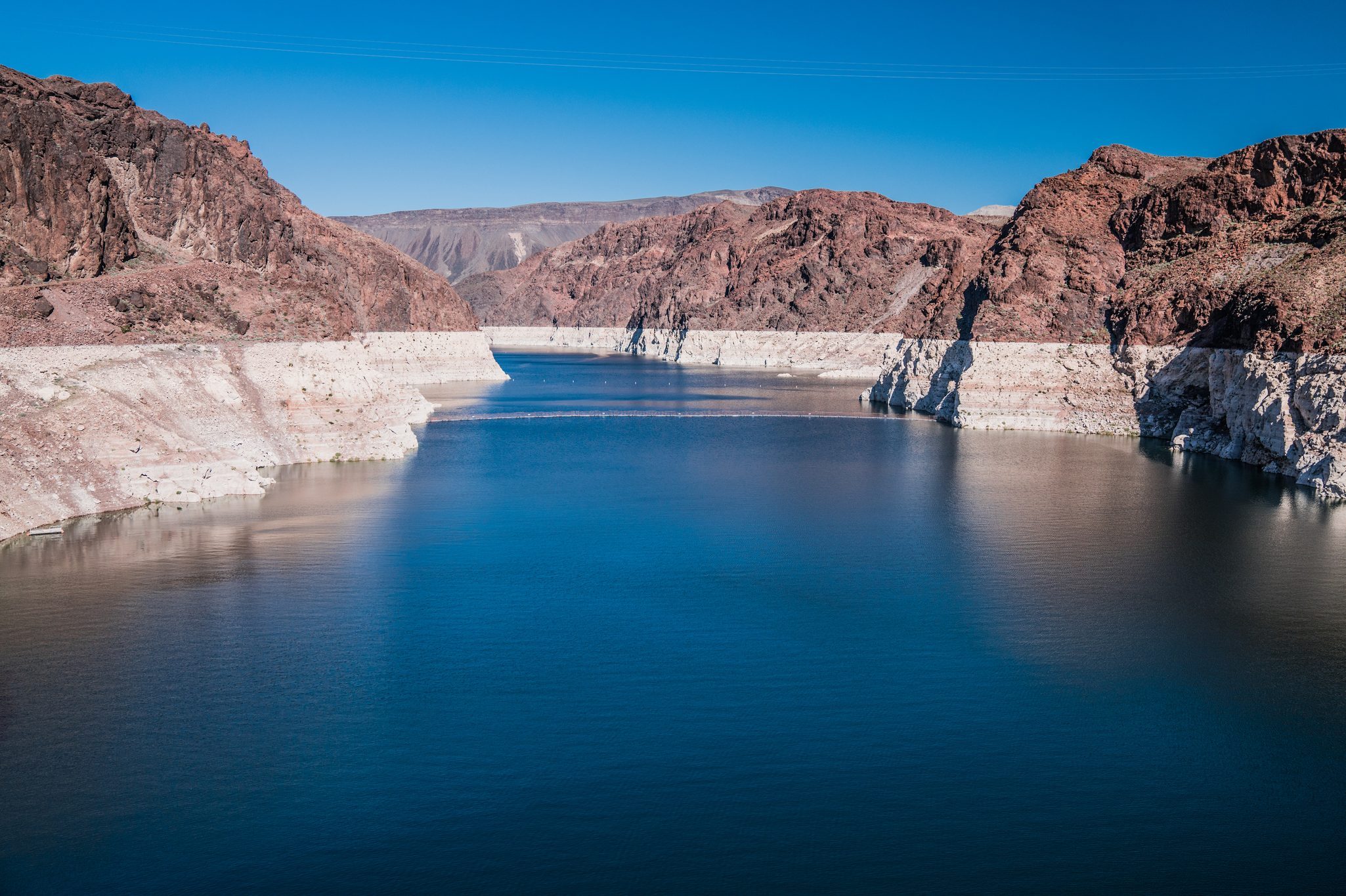 Scenic View Of Lake Against Clear Blue Sky, Boulder City, United States