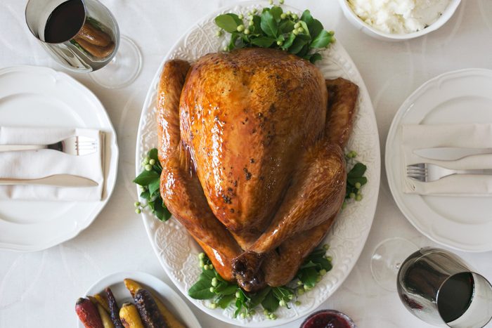 cooked turkey on a dinner table